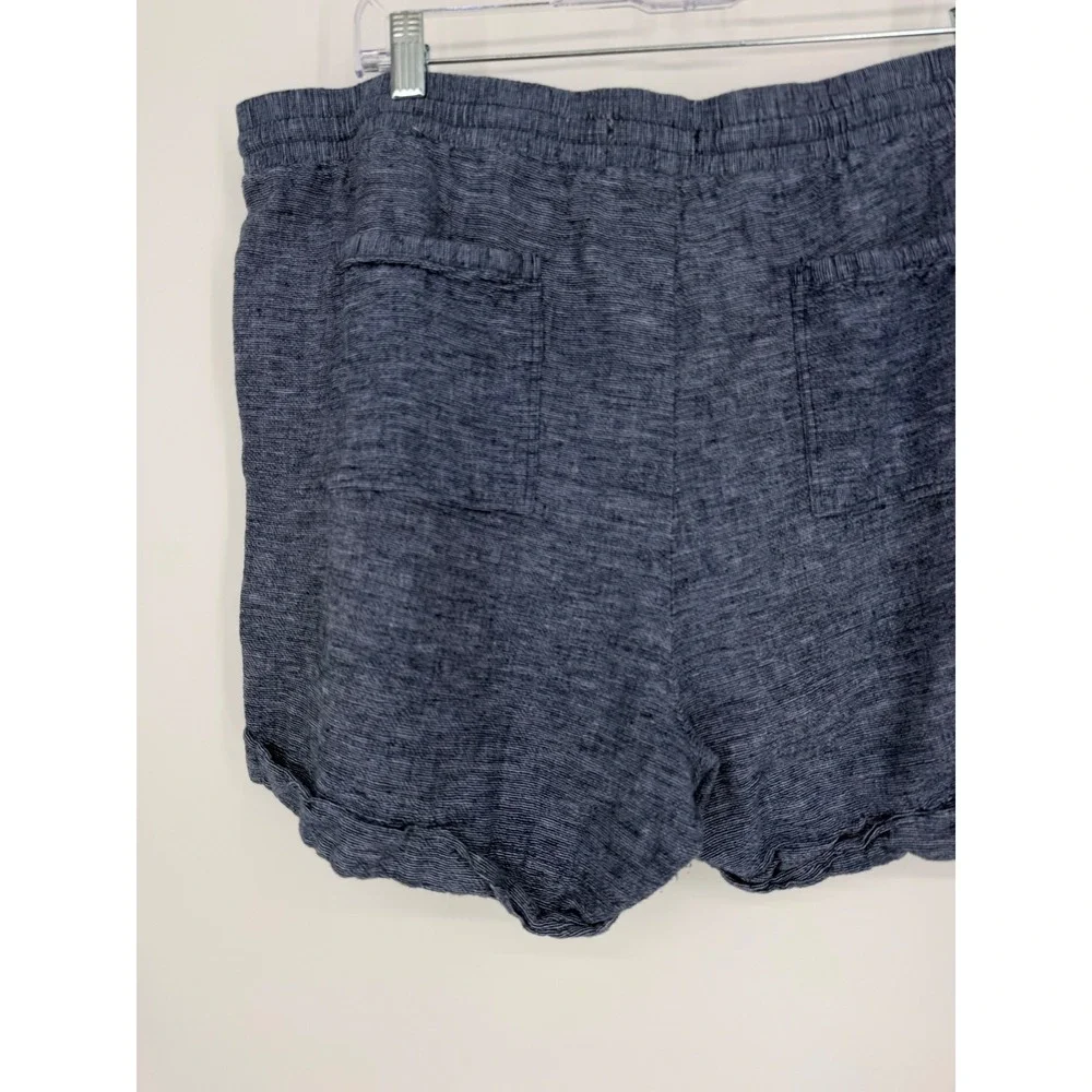Ellen Tracy Linen Womens Short Boho Striped Beach Coastal Travel Resort Vacation
